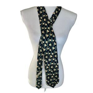 Ermenegildo Zegna men's 100% silk made in Italy black with yellow flowers tie